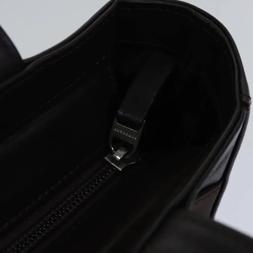 BURBERRY Hand Bag Nylon Leather Brown Silver - Picture 12 of 15